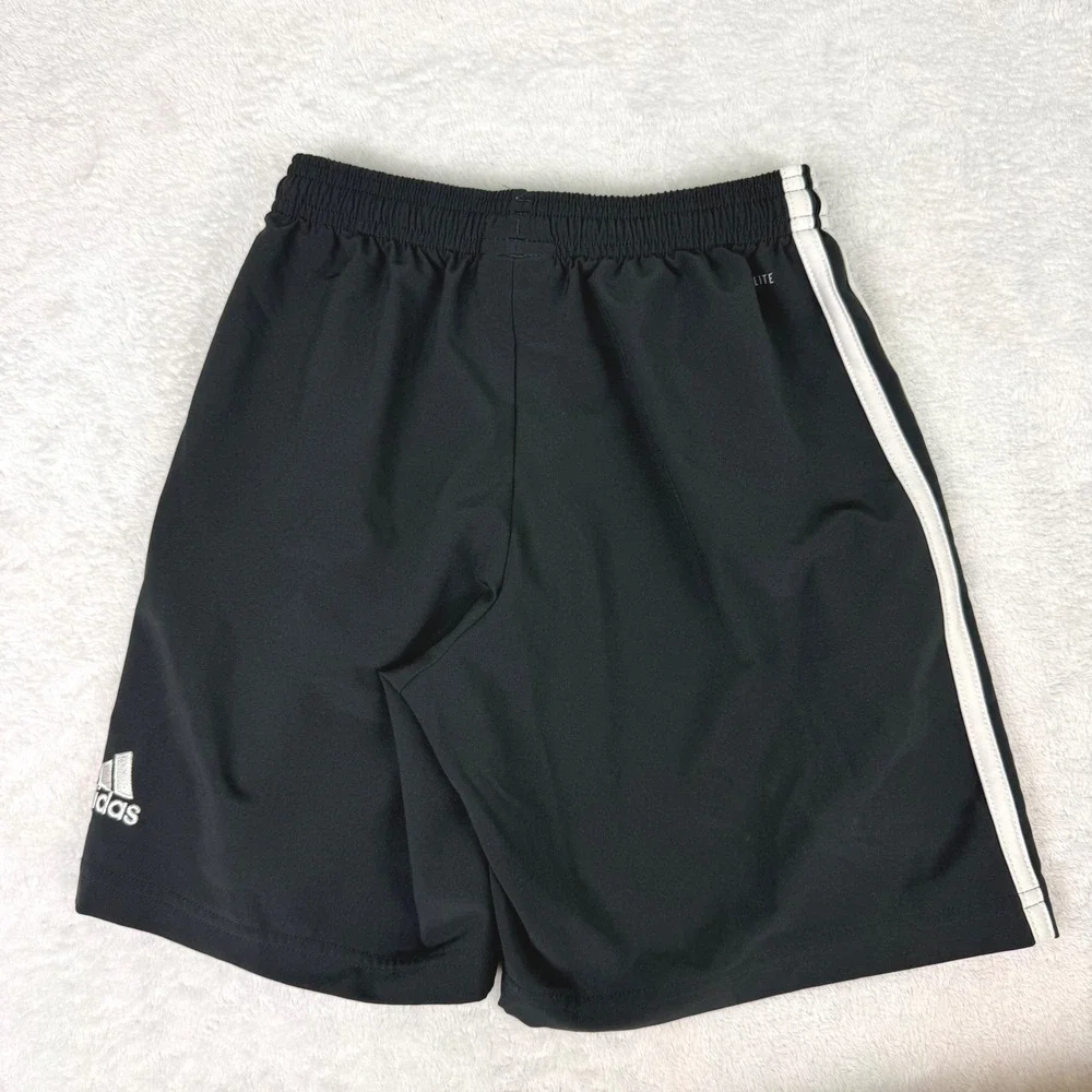 Adidas Kids Climalite Athletic Shorts Black White 3-Stripe Size S Small 9-10Y